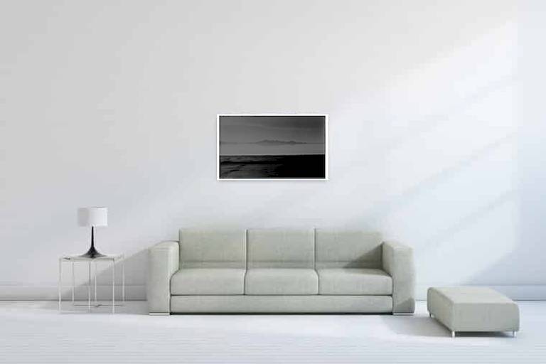 Framed print shown above sofa, size 30 × 20 inches (50.8 × 76.2 cm)
