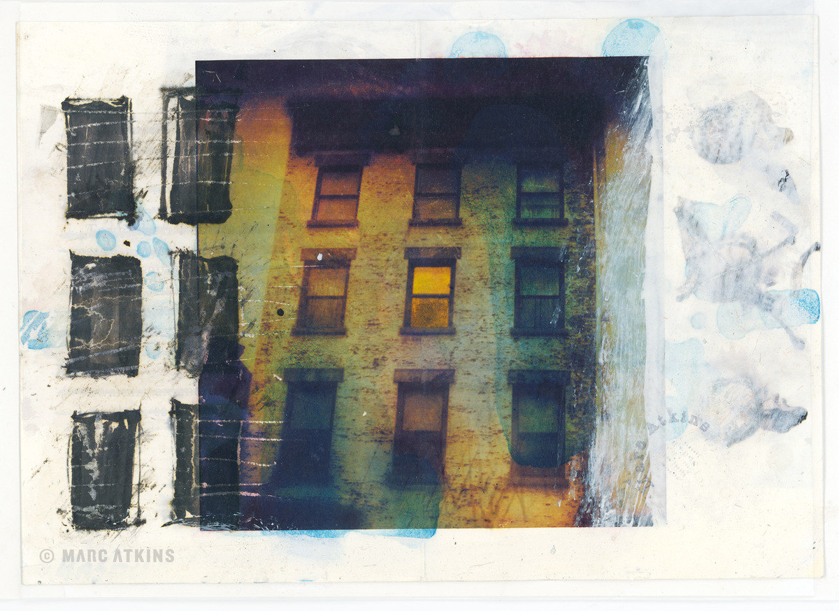 Fadelands publicity image by Marc Atkins: layered views of building windows